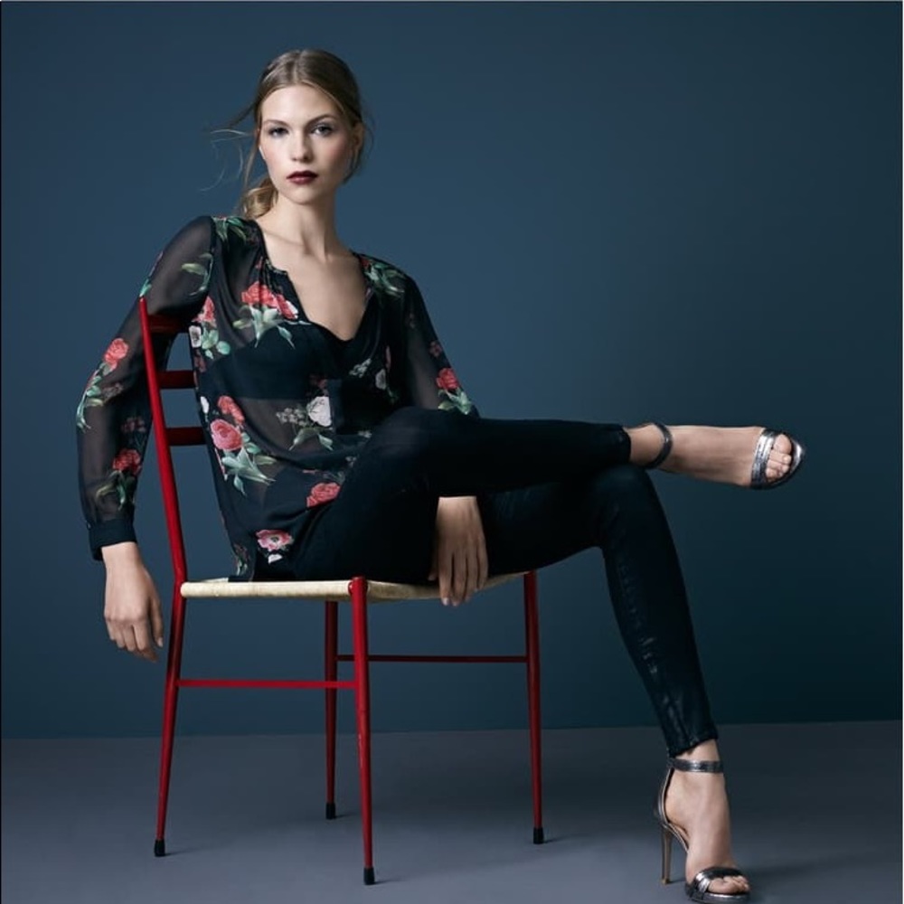 Joie silk popover blouse floral XS